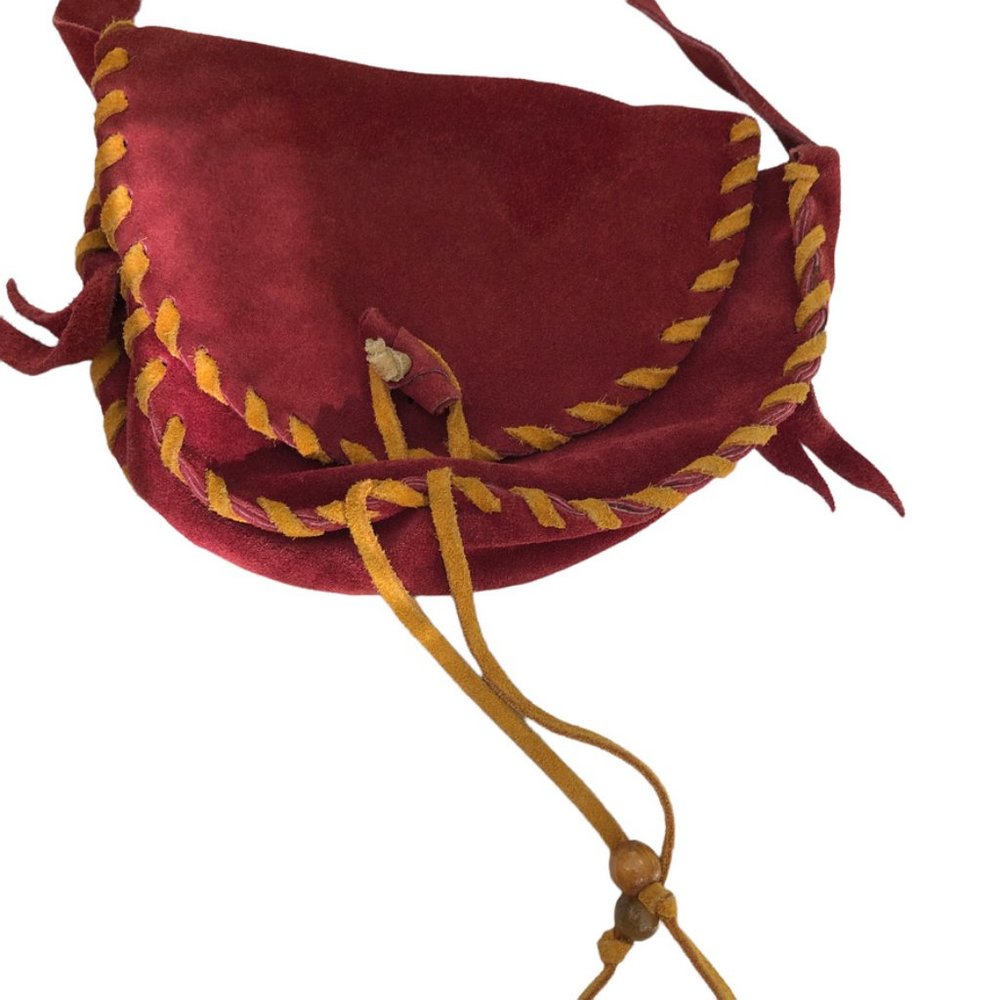 Red marigold suede leather simple native fESTIVAL cross body pouch bag 5…